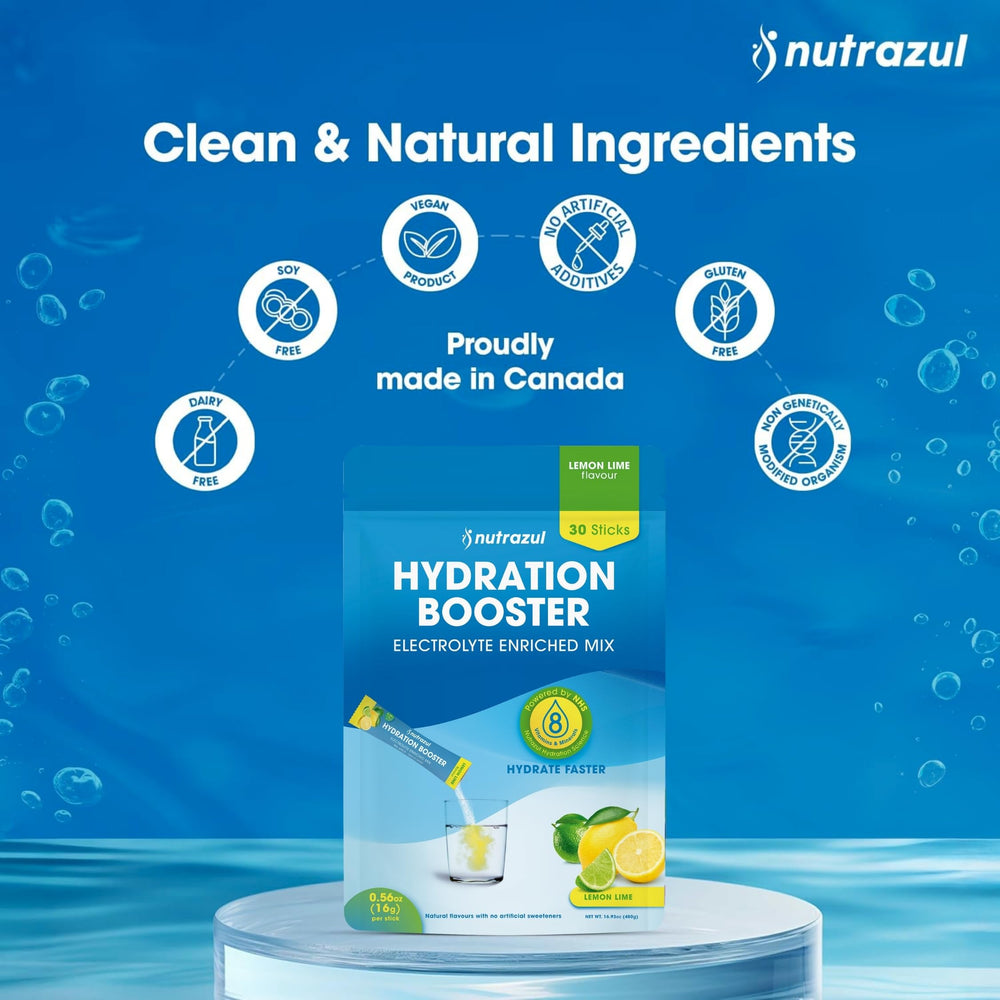 Nutrazul Hydration Booster travel-friendly stick sachets for busy days.