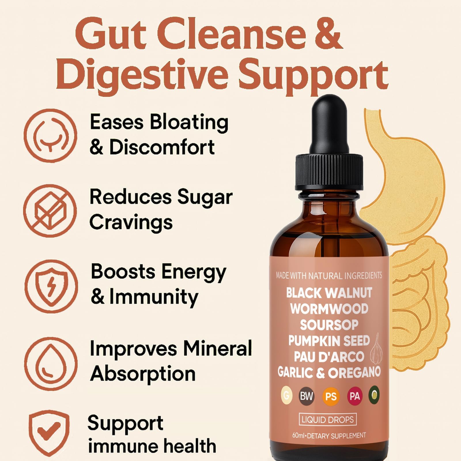 Nutrevena Paradefend dropper dispensing liquid for easy daily gut care.