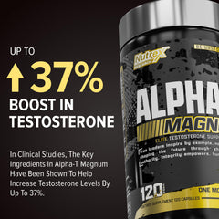 Nutrex Alpha-T Magnum on-shelf display signaling strong athletic support