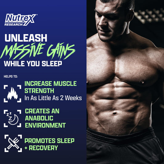 Nutrex Anabol PM capsule close-up highlighting ingredients that may aid recovery and sleep