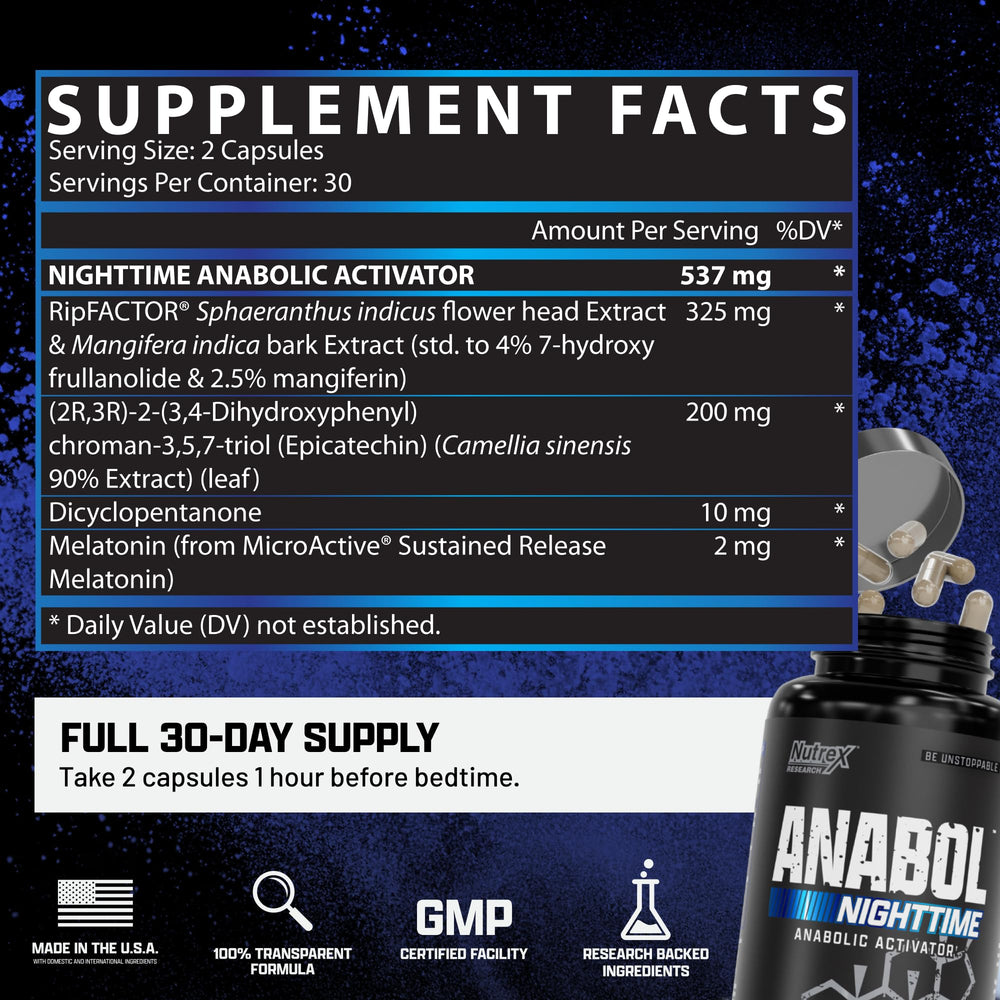 Nutrex Anabol PM stack idea image hints at nighttime support with training goals