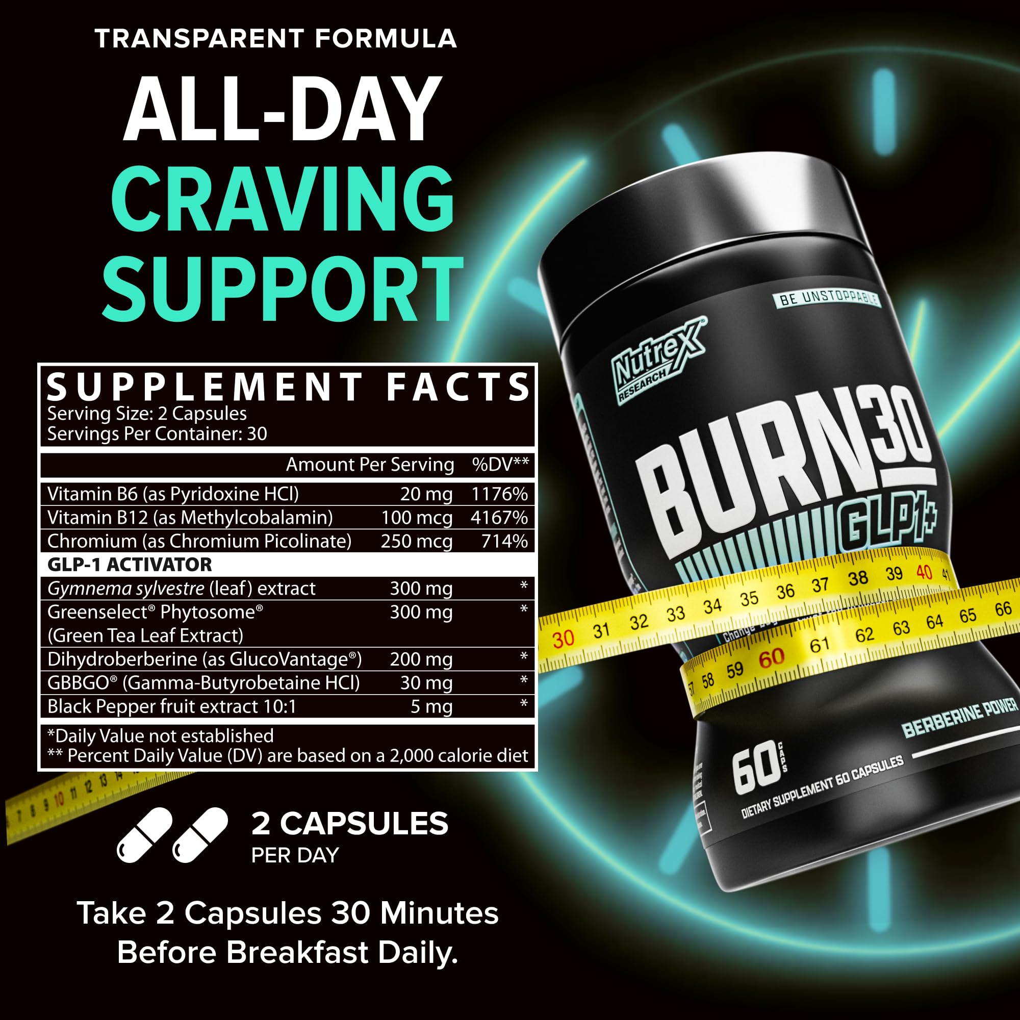 Nutrex Burn30 GLP-1 ingredients highlight appetite balance support