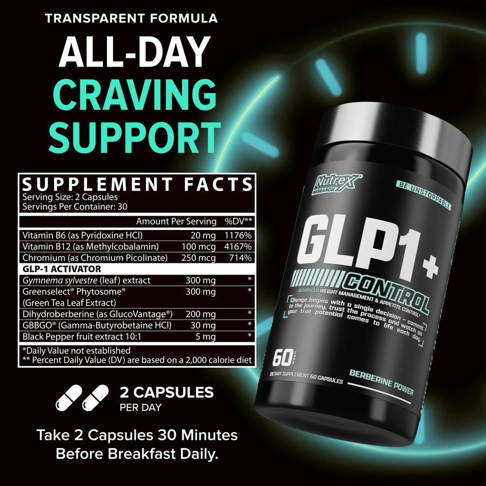 Nutrex GLP-1 capsules before meals prepared for balanced nutrition.