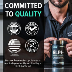 Nutrex GLP-1 USA-made packaging emblem on the box.