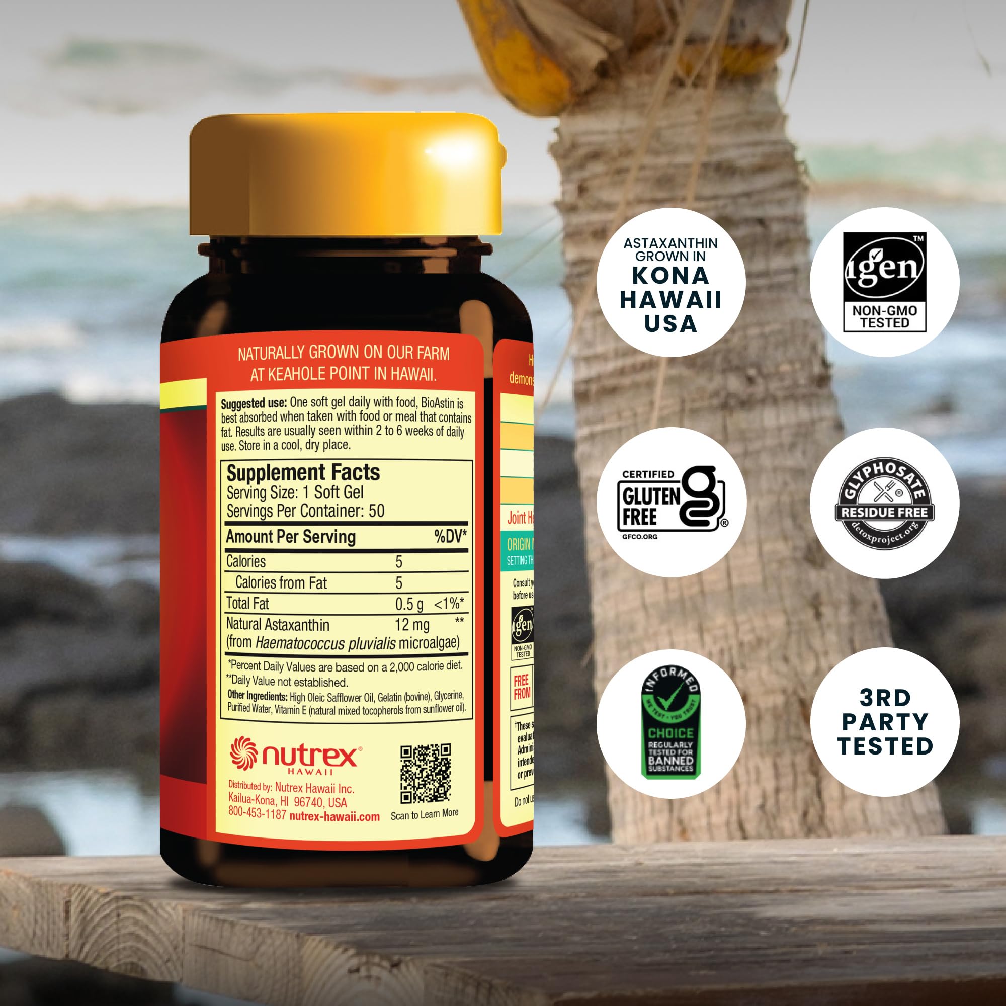BioAstin softgels close-up showing daily capsule.