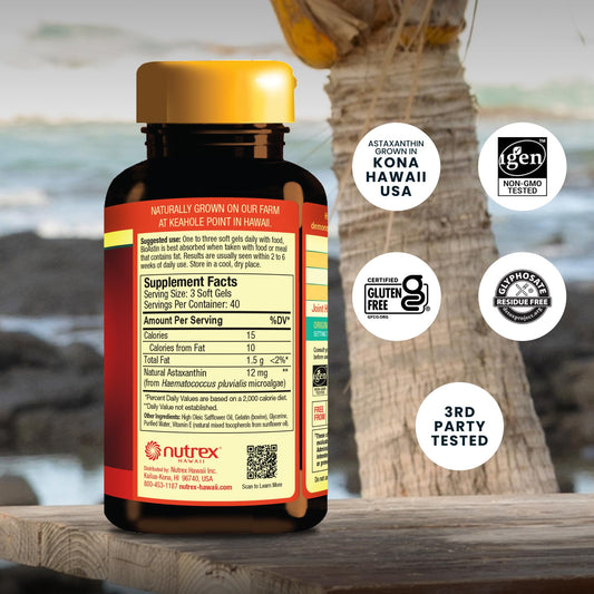 Close-up of BioAstin softgels for easy daily intake and joint or skin support.