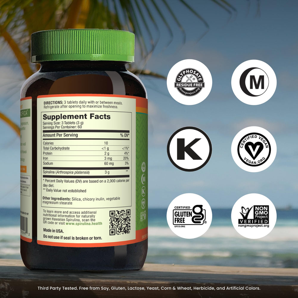 Nutrex Hawaii bottle label close-up showing purity and quality control.