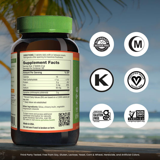 Nutrex Hawaii bottle label close-up showing purity and quality control.