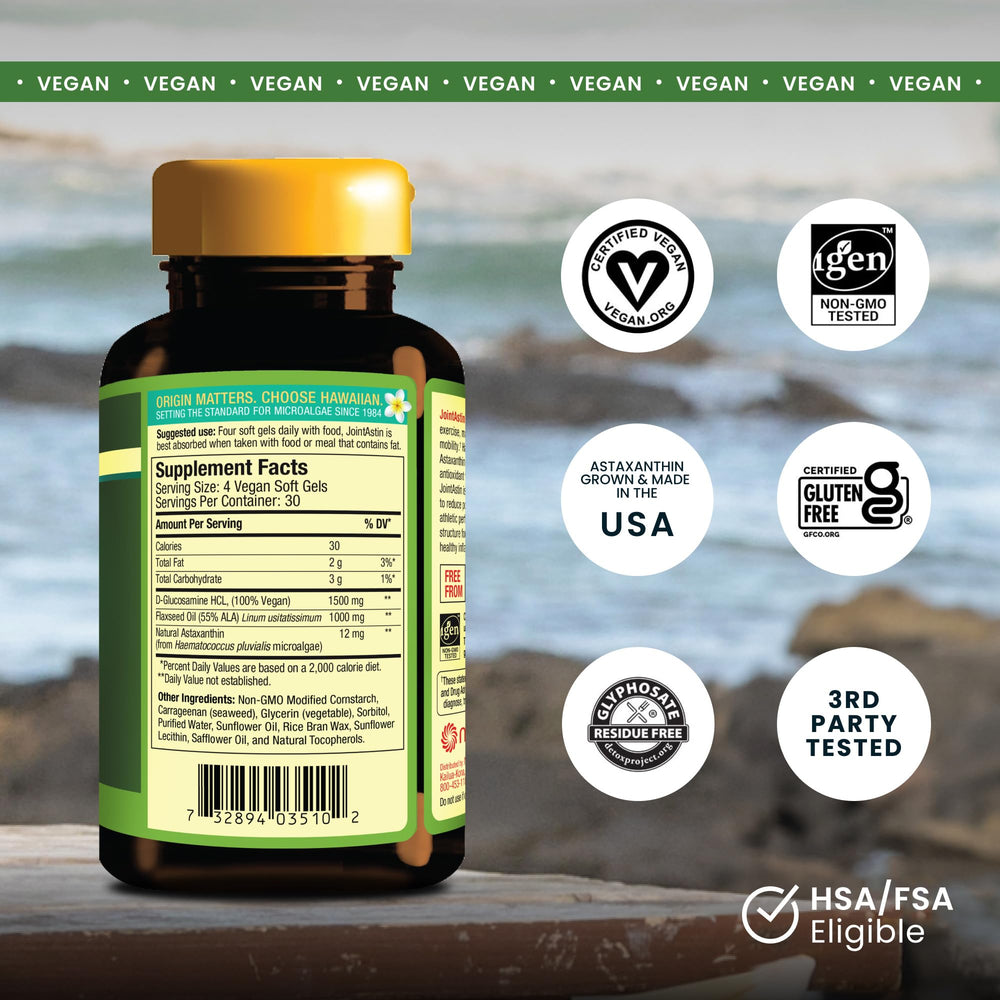 JointAstin softgels close-up showing Hawaiian astaxanthin benefits