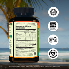 Nutrex Hawaii Spirulina Gummies close-up highlights natural Vitamin D3 inclusion for daily balance.
