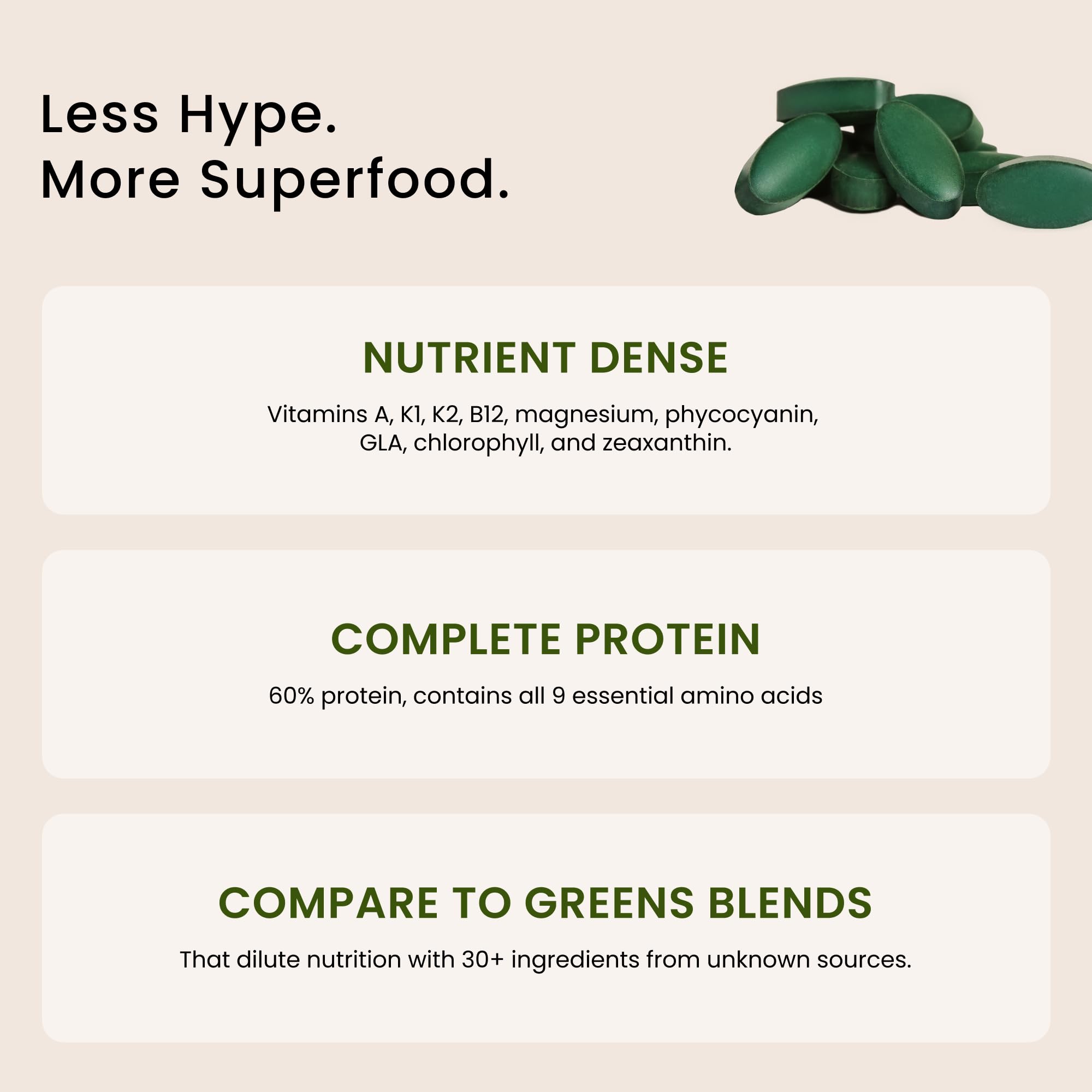 Nutrex Hawaii spirulina tablets on hand for convenient wellness support.