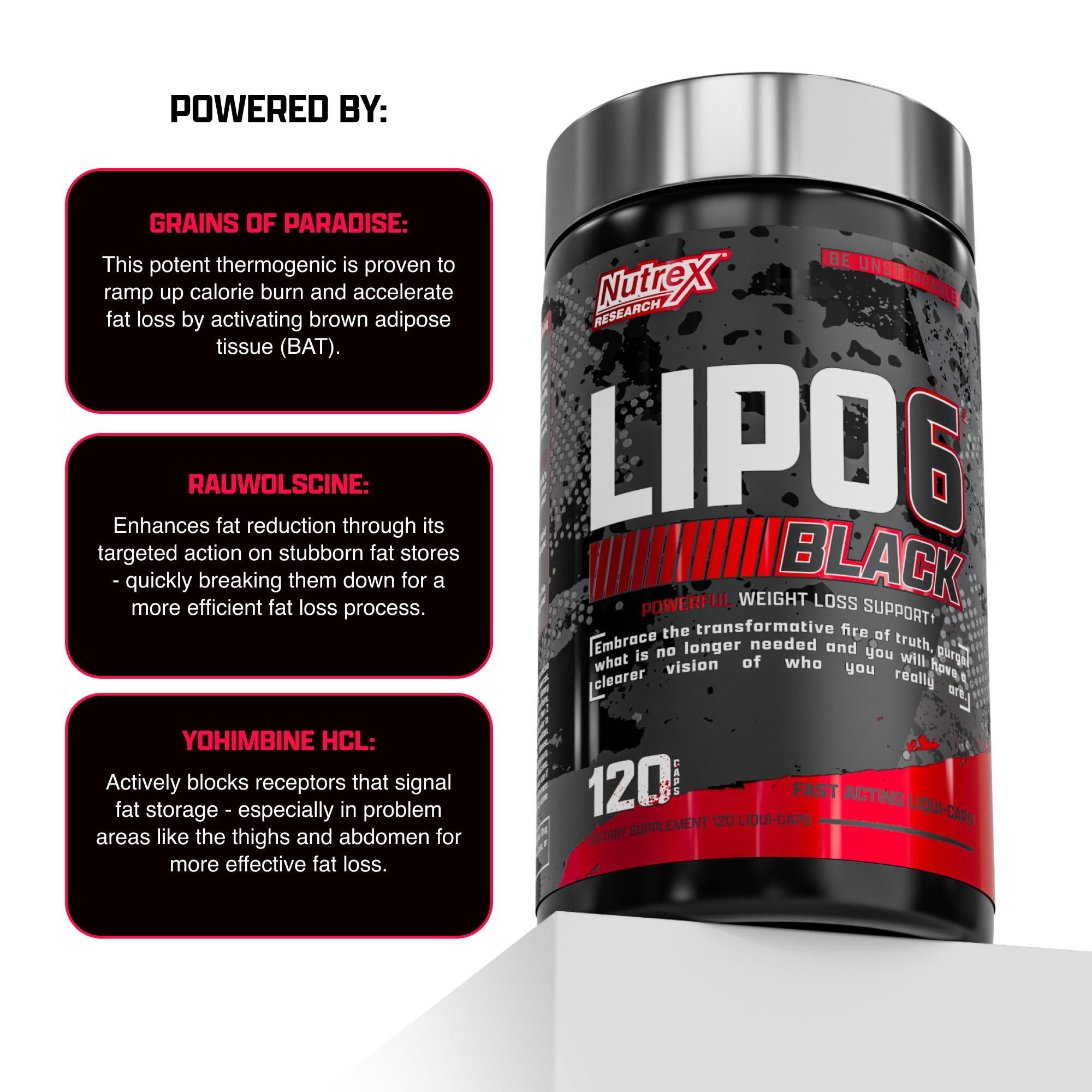 Glass of water with Lipo-6 Black Max capsules, illustrating easy daily supplementation.