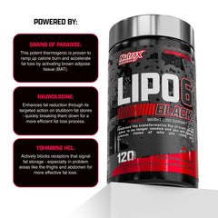 Glass of water with Lipo-6 Black Max capsules, illustrating easy daily supplementation.