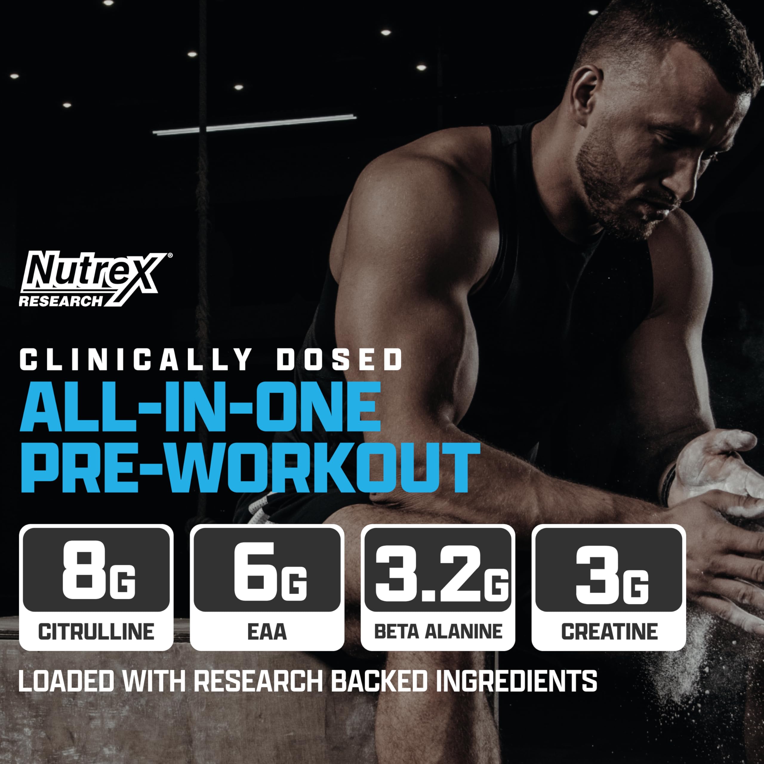 Nutrex Outlift full ingredient panel emphasizing transparency and clinically dosed ingredients