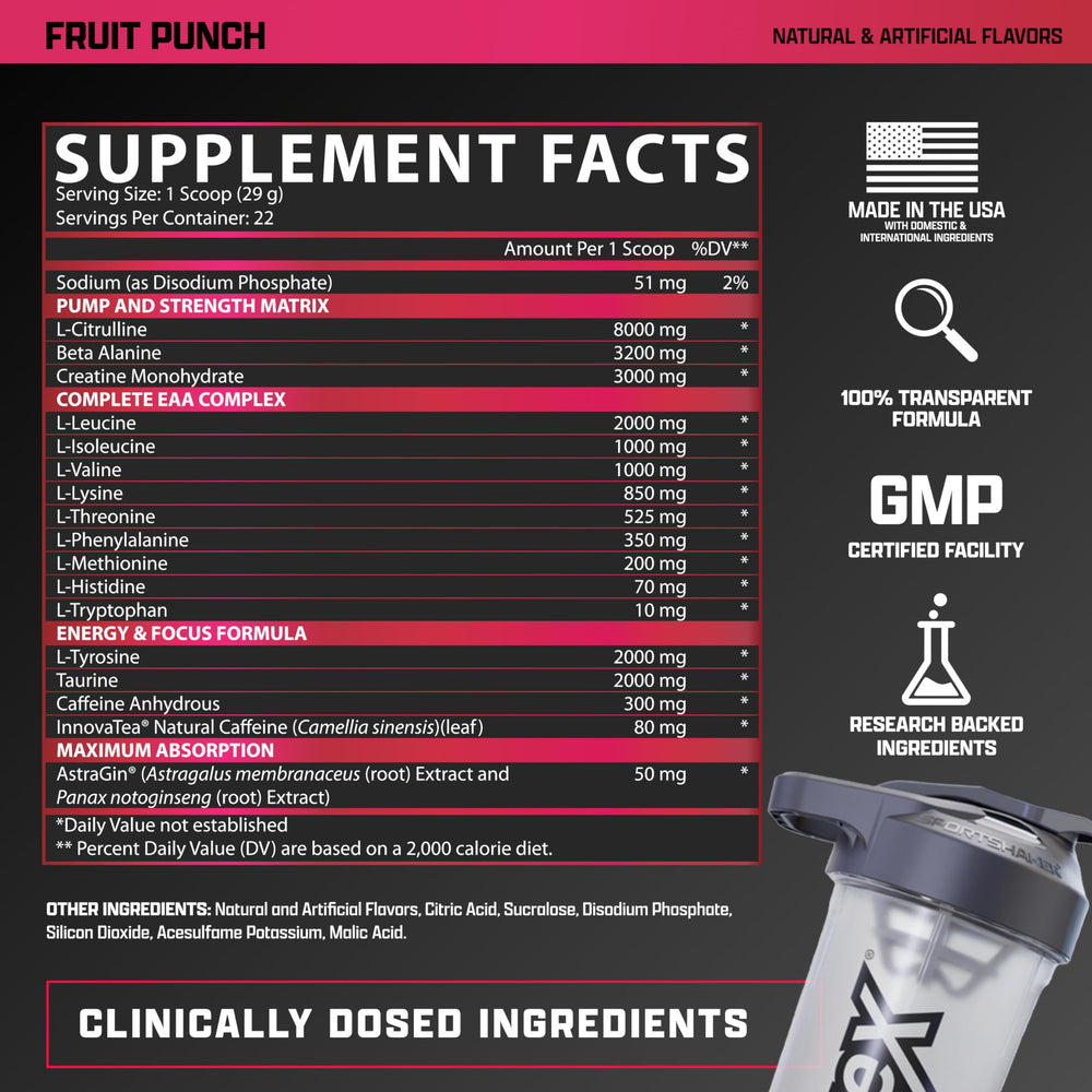 Nutrex Outlift ingredient panel showing transparent dosing for training choices.