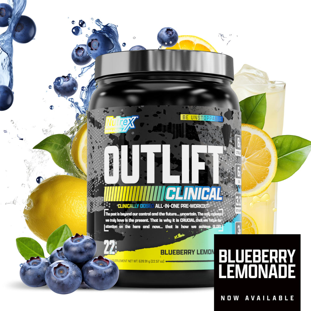 Nutrex Outlift open lid reveals powder texture for easy mixing
