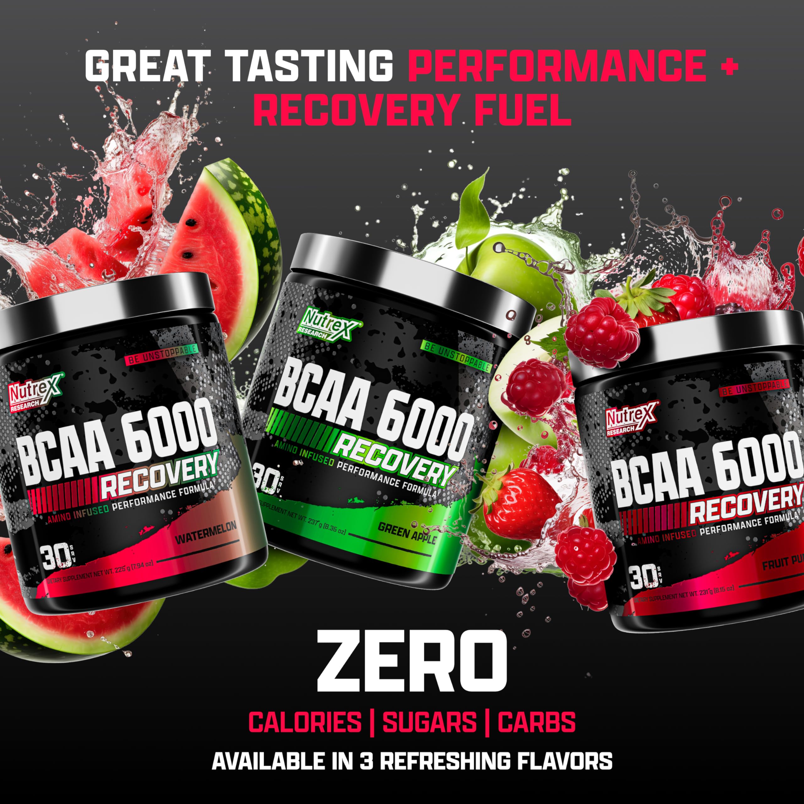 Nutrex Research BCAA Powder 6000 tub on gym counter for convenient daily use.
