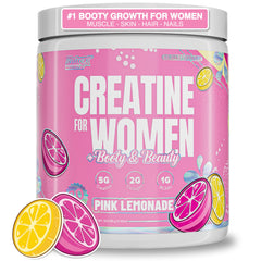 Nutrex Research Creatine for Women bottle in pink lemonade flavor ready for workouts