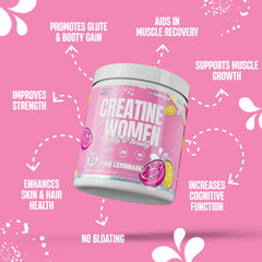 Scooped pink lemonade Creatine powder ready to mix for daily use