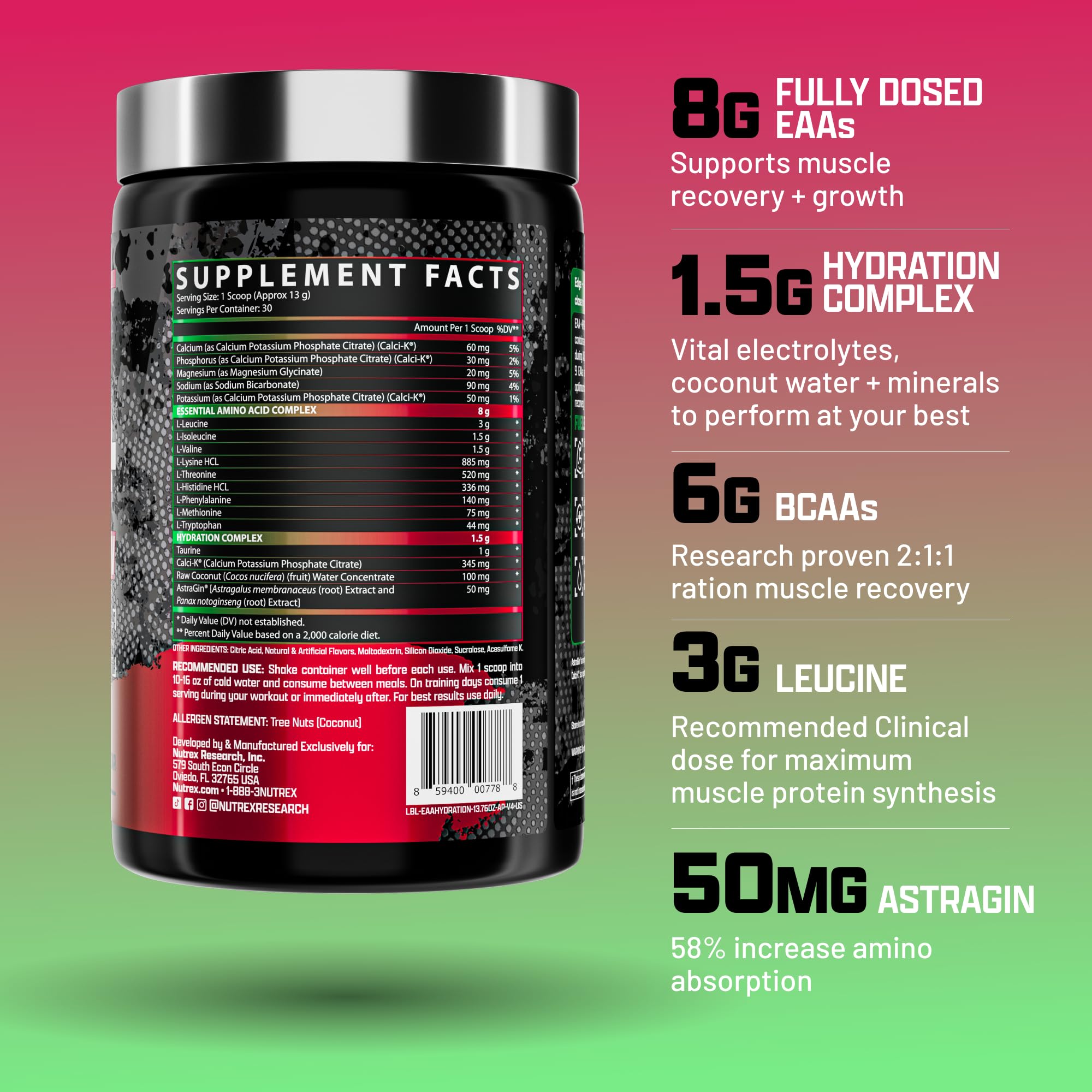 Nutrex Research EAA Hydration Apple Pear being poured into a glass for quick hydration and taste