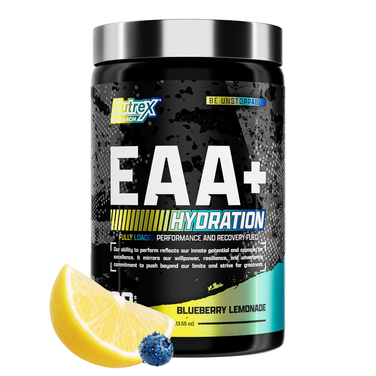 Nutrex Research EAA Hydration bottle in Blueberry Lemonade for intra-workout hydration and recovery support