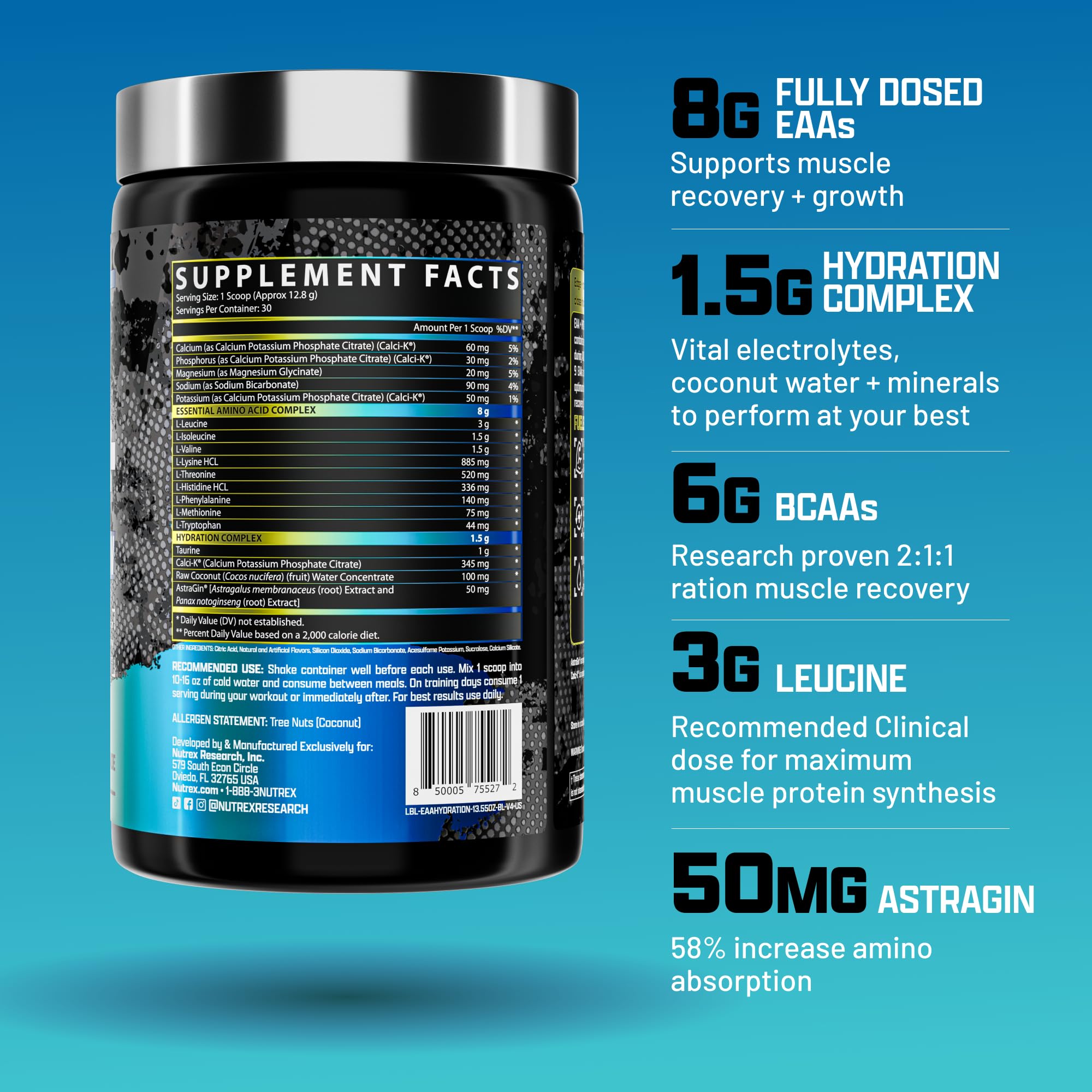Nutrex EAA Hydration Blueberry Lemonade glass ready to sip during training sessions