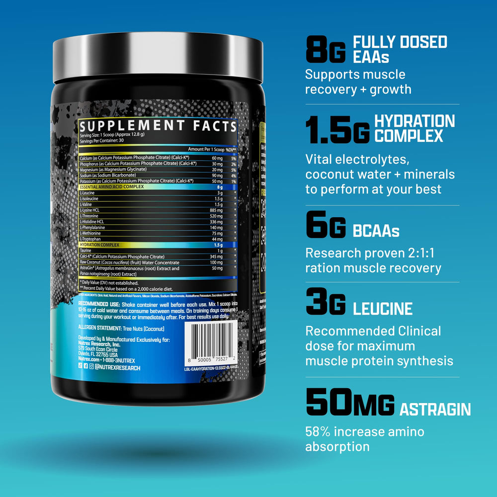 Nutrex EAA Hydration Blueberry Lemonade glass ready to sip during training sessions