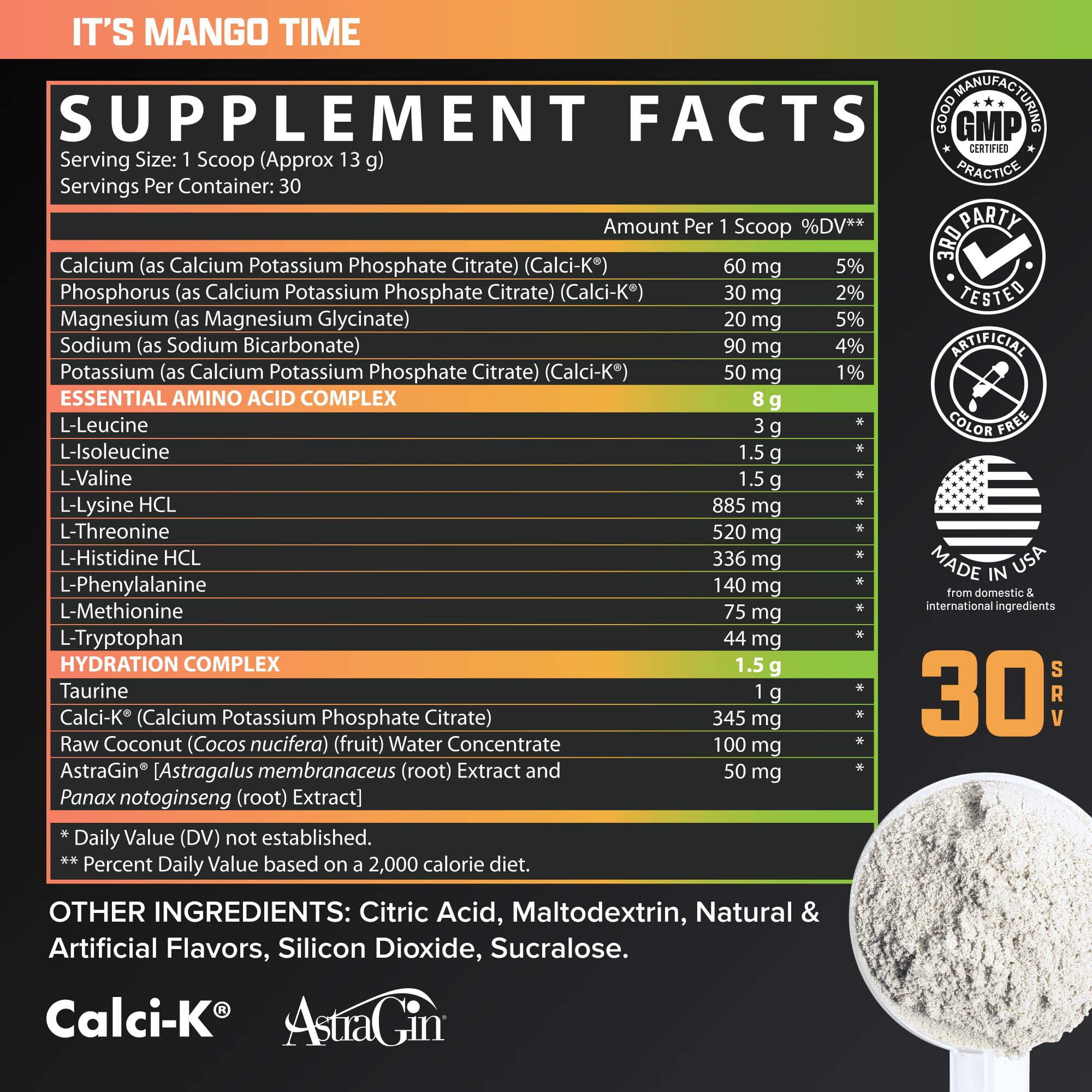 Nutrex Research EAA Hydration mango packaging for flavor cue