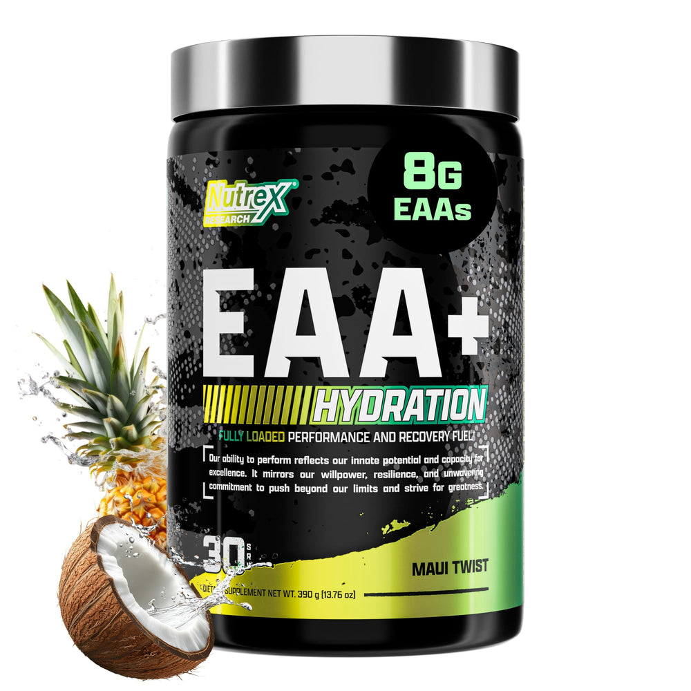 Nutrex Research EAA Hydration Maui Twist bottle pour supports quick workout hydration