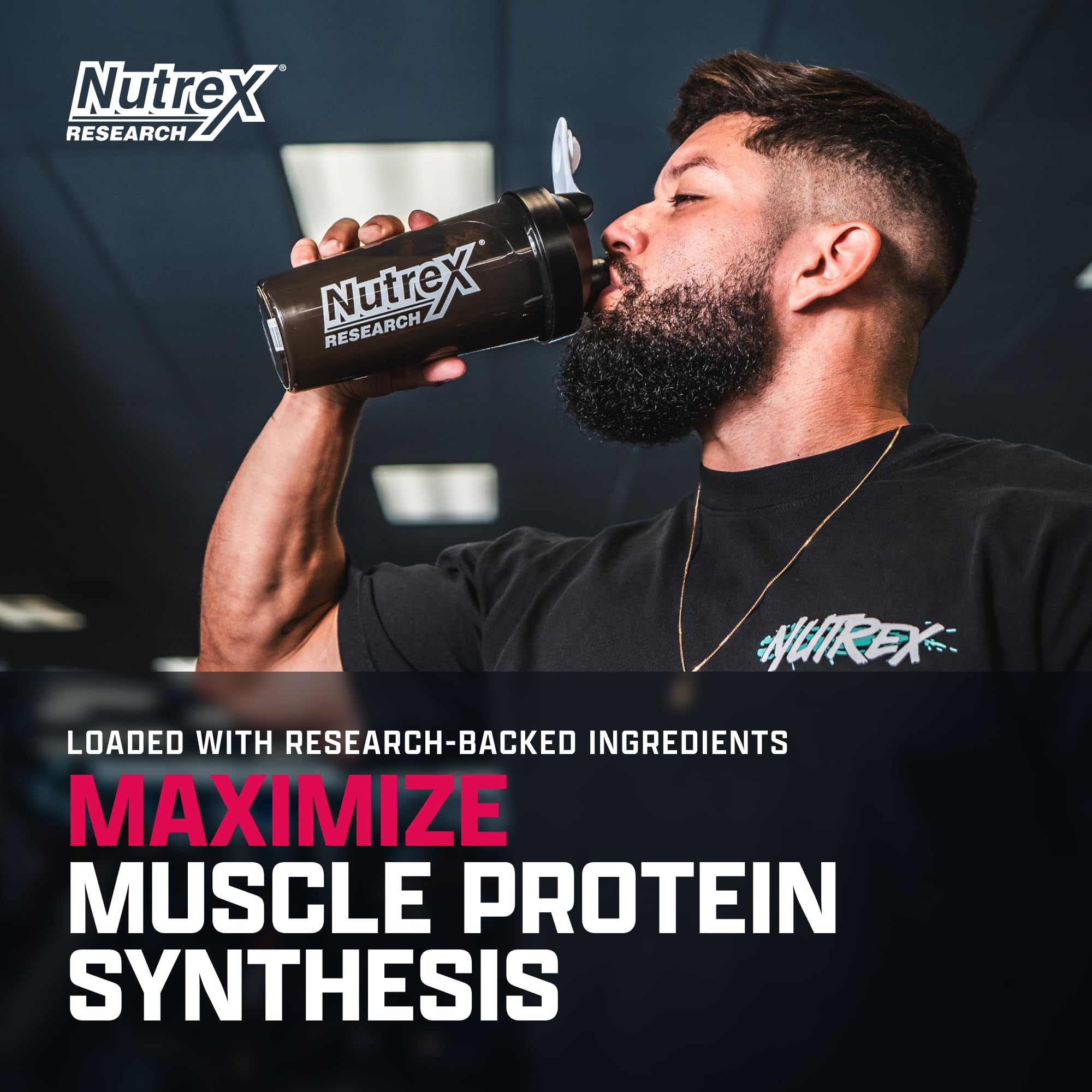 Nutrex Research EAA Hydration scoop emphasizes nine EAAs and BCAAs for recovery