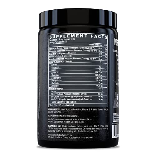 Nutrex Research EAA Hydration scoop beside bottle for post-session recovery