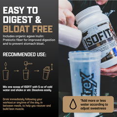IsoFit label close-up emphasizes pure whey isolate and lean composition