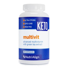 Nutri-Align Keto Multivit bottle front for keto support with 90 capsules.