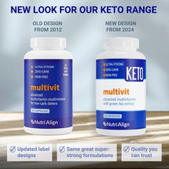 Nutri-Align Keto Multivit green tea extract and chromium highlight on label.