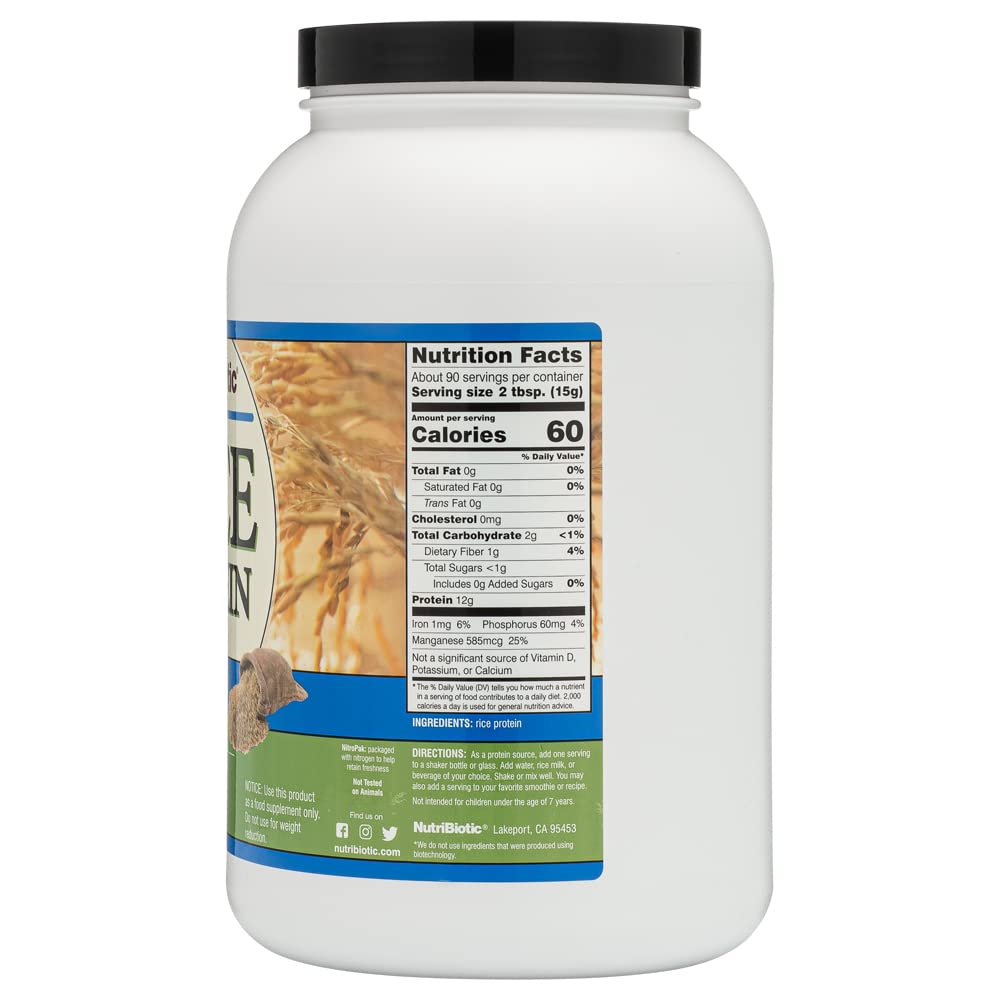 NutriBiotic Plain Rice Protein scoop ready for quick protein addition