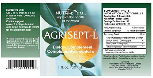 Nutri-Diem Agrisept L Antioxidant 30ml in-use bottle for easy daily use.