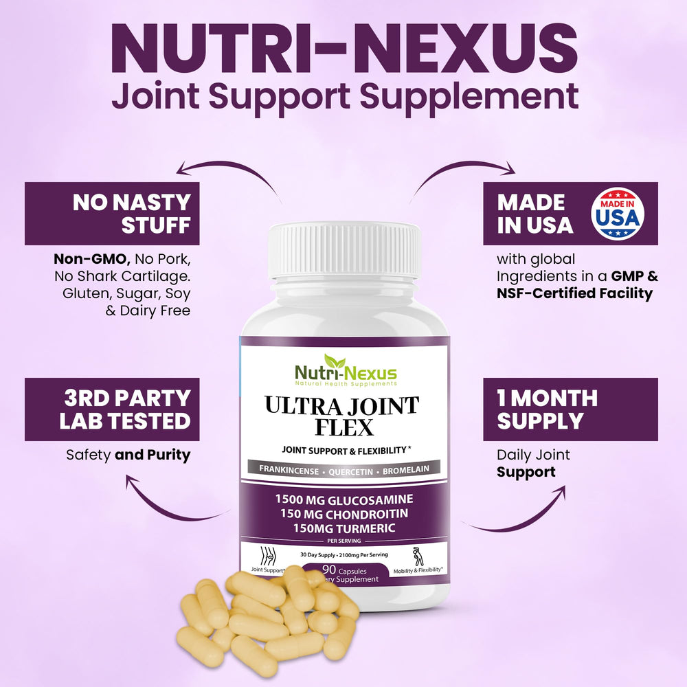 Nutri-Nexus turmeric and boswellia visuals suggest blend for active daily routines.