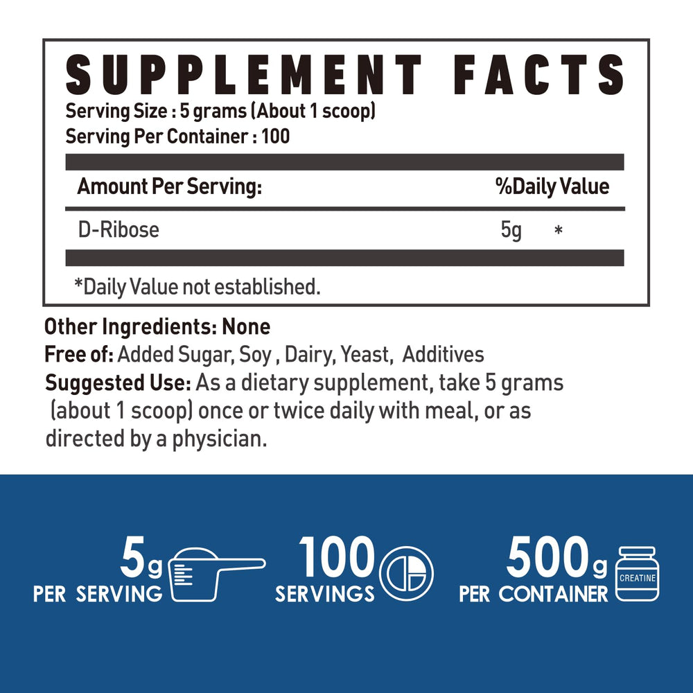 NUTRI POTENTIA D-Ribose powder scoop indicating convenient serving for workouts