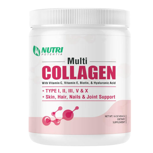 NUTRI POTENTIA multi collagen bottle ready for daily skin and joint support