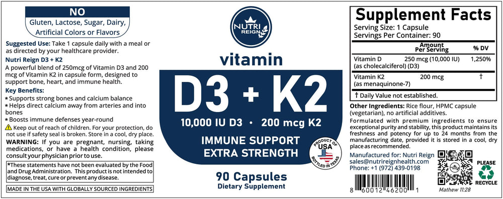 Nutri Reign D3 + K2 capsules being taken with meal.