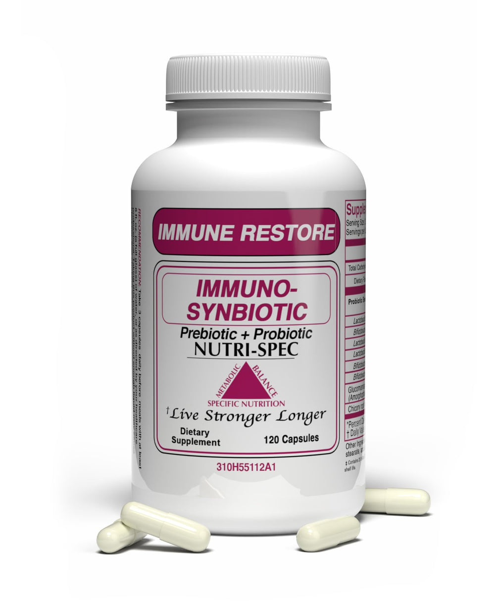 Nutri-Spec Immune Restore bottle supports daily digestive comfort.