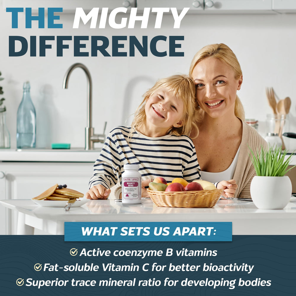Nutri-Spec Mighty-Mins ingredient panel highlighting bioavailable nutrients.