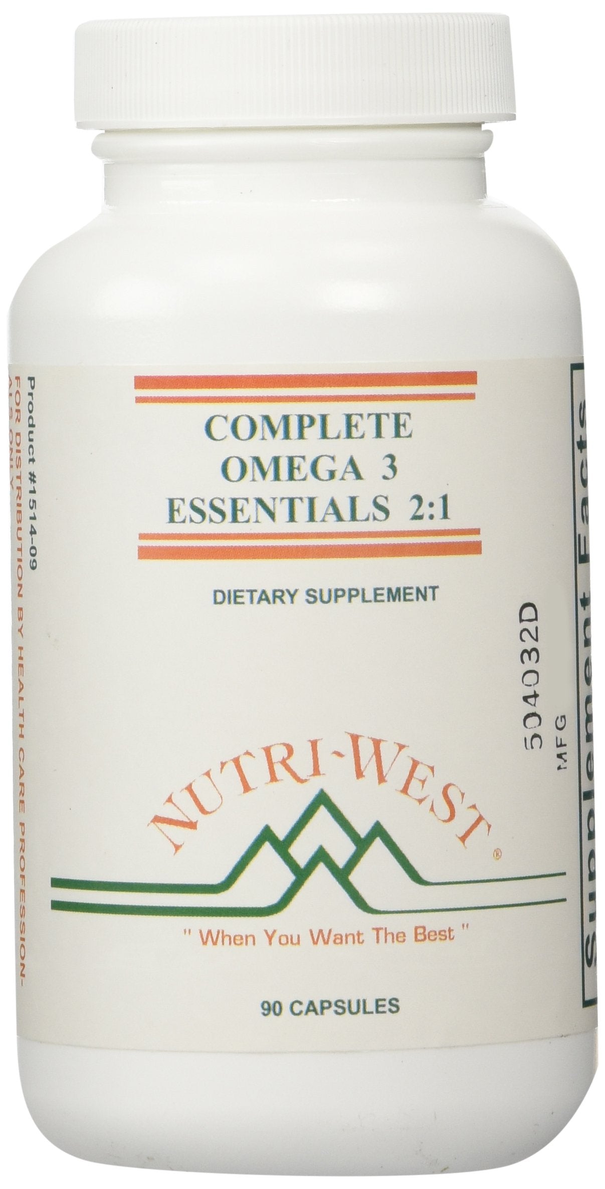 Nutri-West Complete Omega-3 Essentials bottle front for daily omega-3 intake.