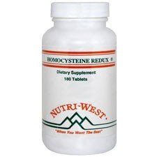 Nutri-West Homocysteine Redux bottle front showing the supplement for cardiovascular support.