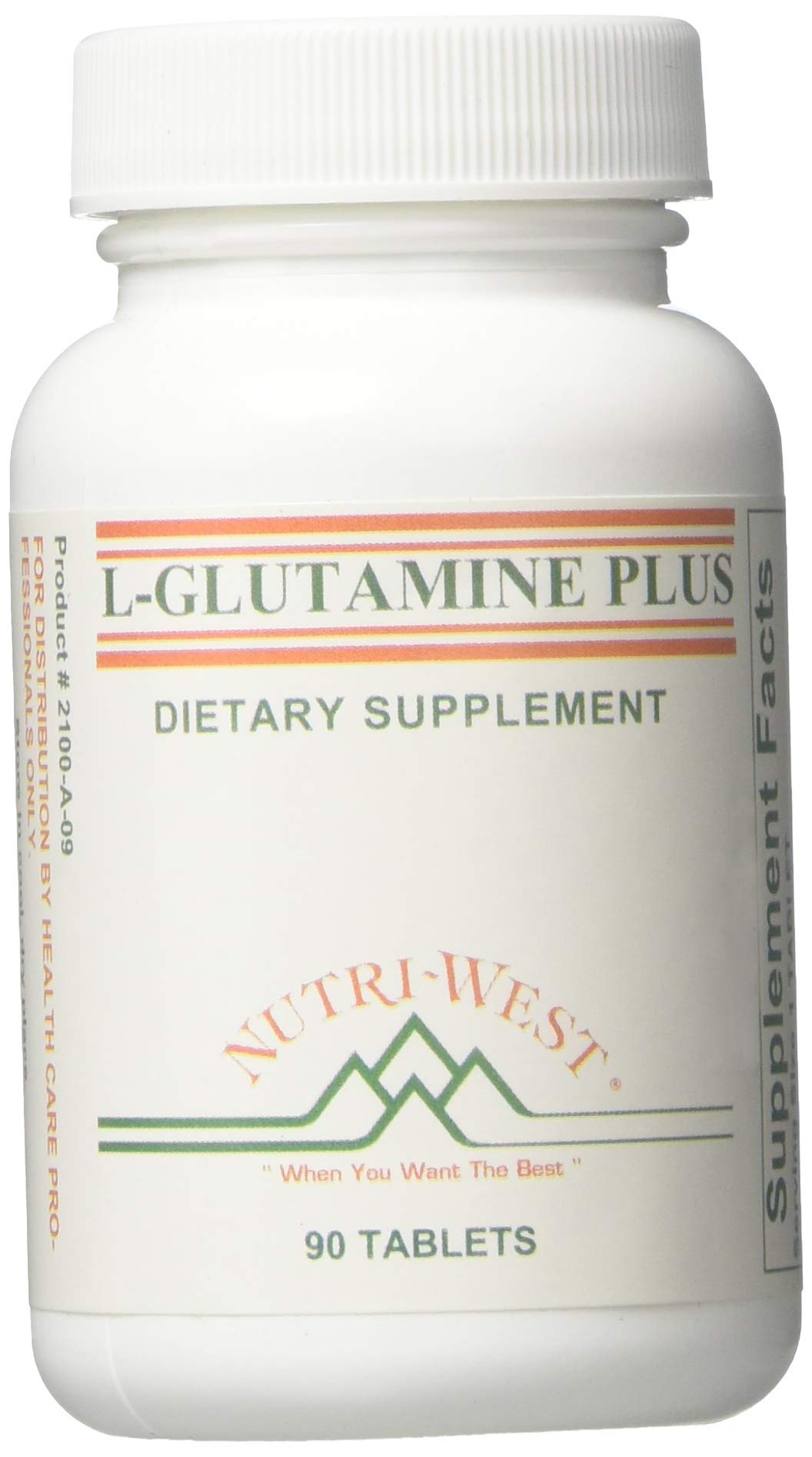 Nutri-West L-Glutamine Plus bottle front view for digestive support.