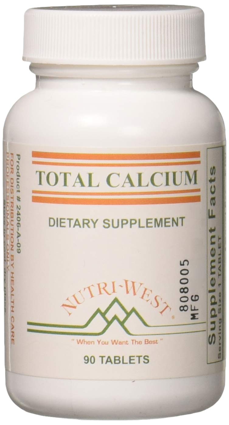 Nutri-West Total Calcium 90 bottle front view for daily use and easy dosing