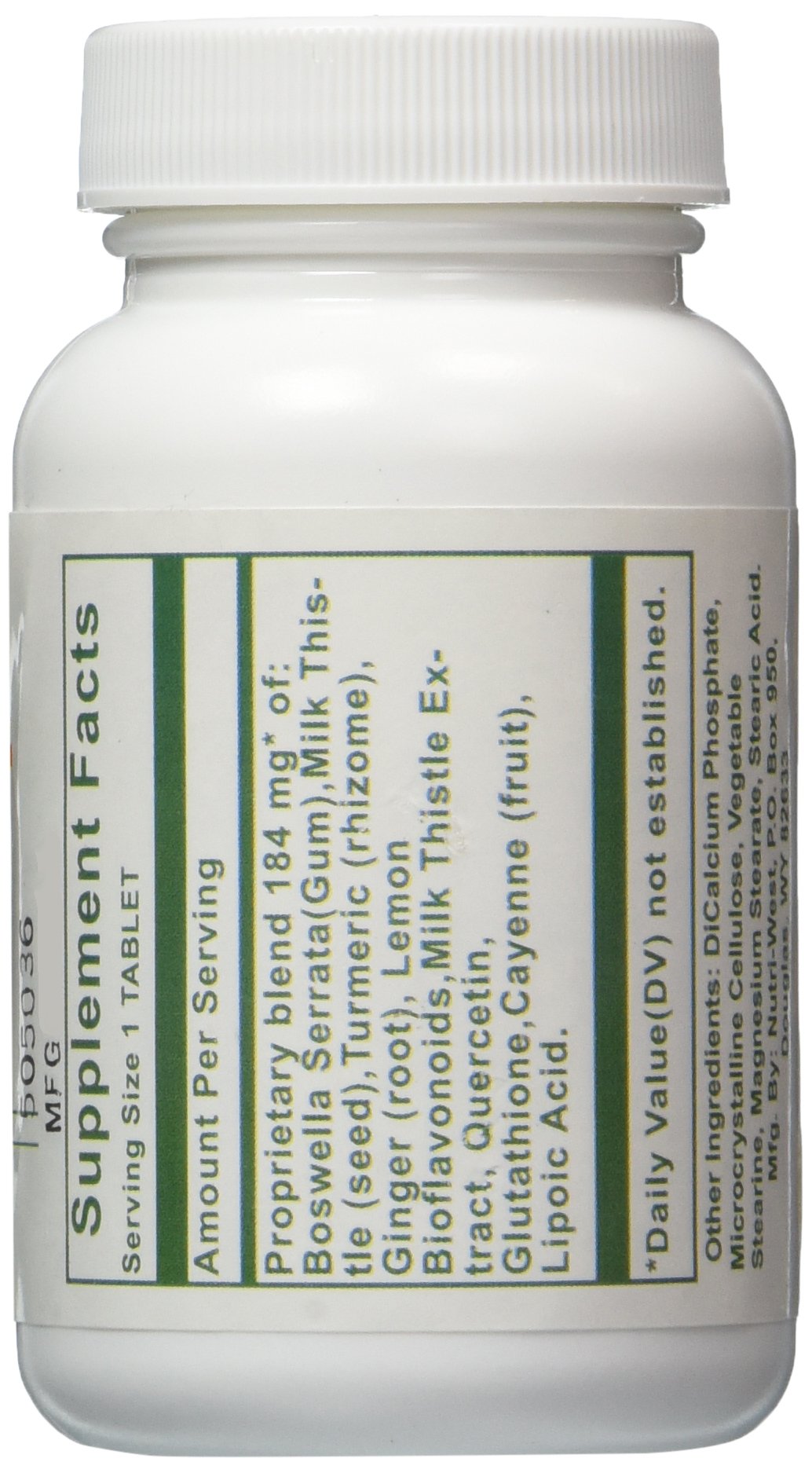 Nutri-West Total Inflam bottle back, emphasizing United States origin and joint support benefits