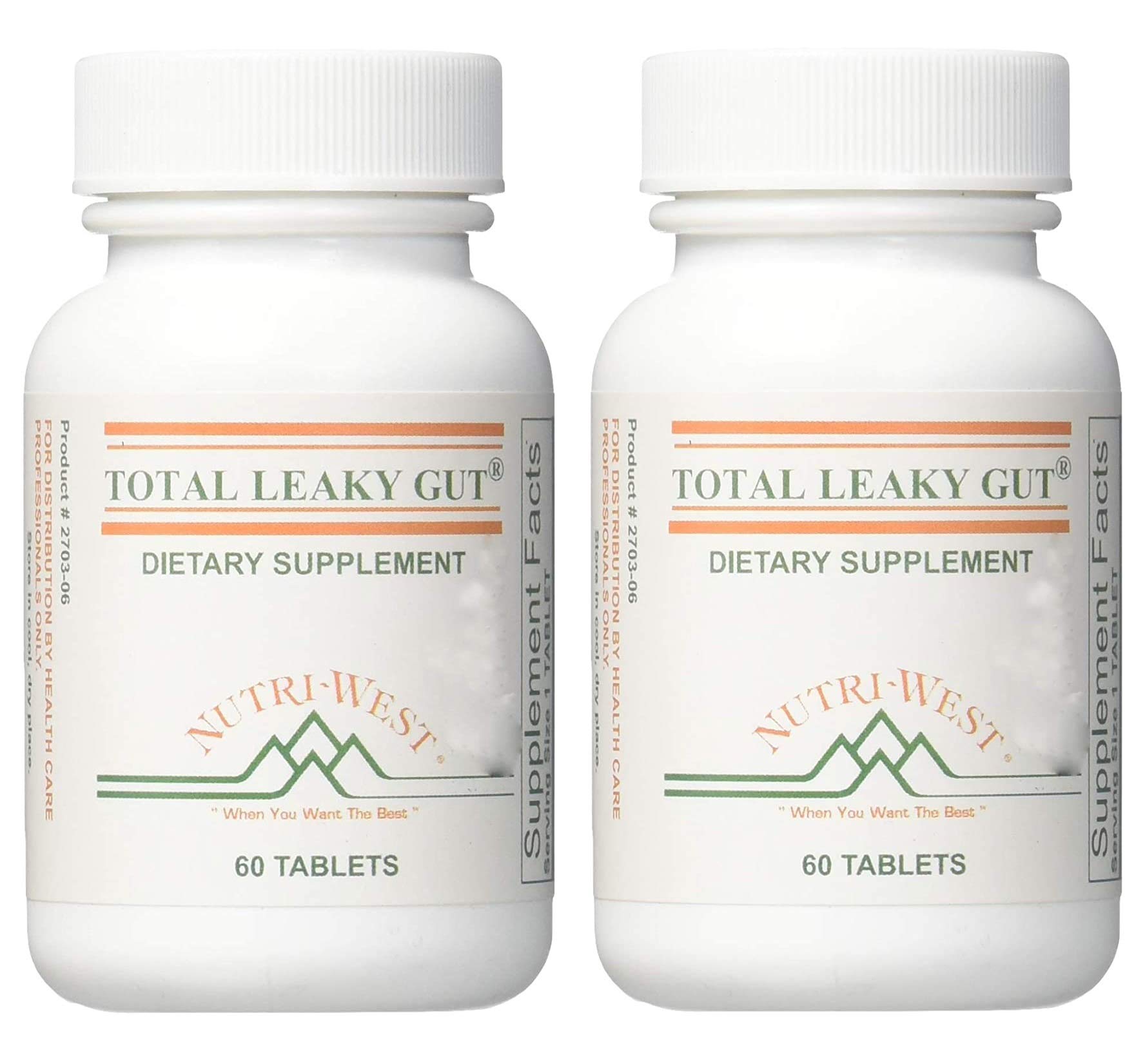 Nutri-West Total Leaky Gut 60 bottle front view, compact design for daily on-the-go use