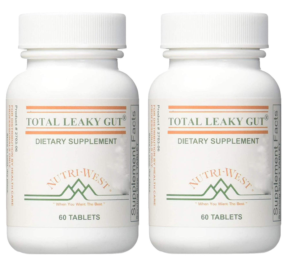Nutri-West Total Leaky Gut 60 bottle front view, compact design for daily on-the-go use