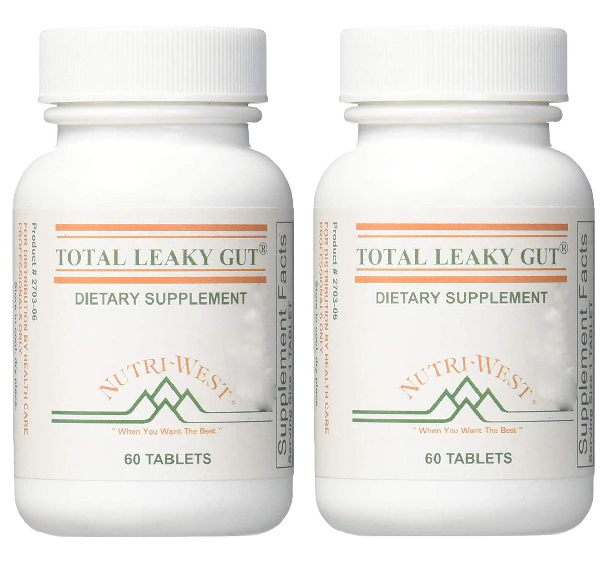 Nutri-West Total Leaky Gut 60 bottle front view, compact design for daily on-the-go use